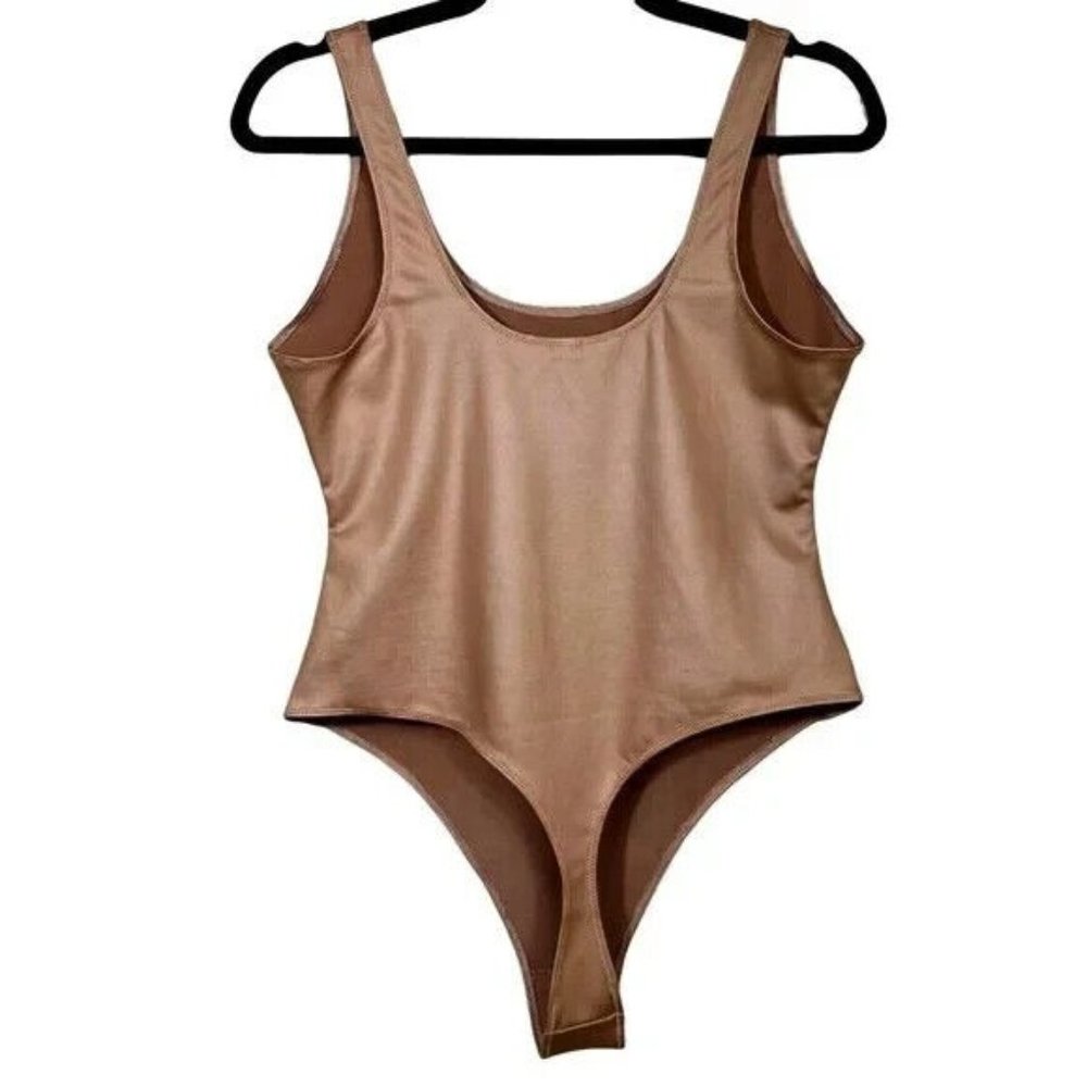 Skims Women's Copper Polyester Blend Crew Neck Sleeveless One Piece Swimsuit XS
